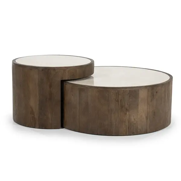 Set 2 masute de cafea CAITO Ø55/79 x 40/30 CM - Maro