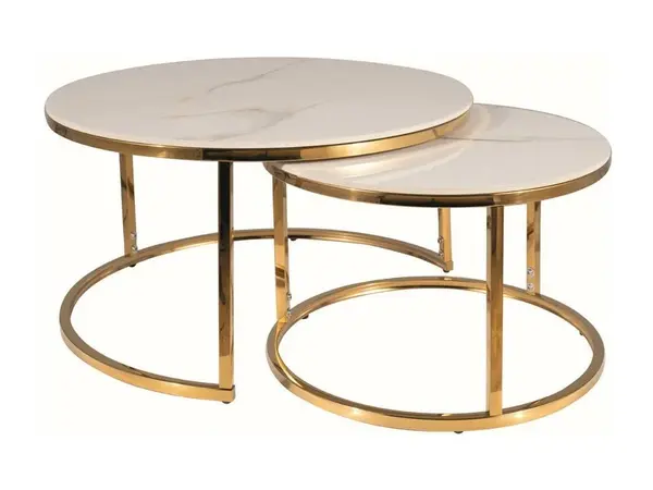 Set 2 masute de cafea ELIASTO Ø45x40/60x45 CM - Gold