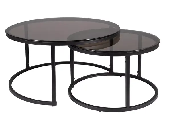 Set 2 masute de cafea FERALO Ø60/80 x 38/42 CM - Negru