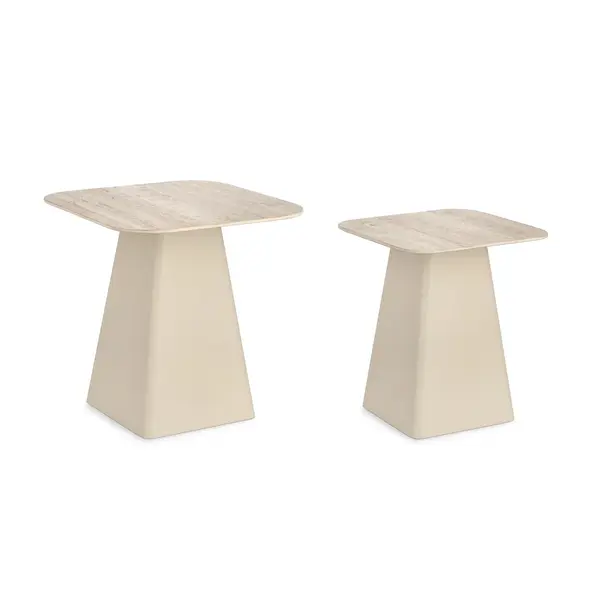 Set 2 masute de cafea HARDY SQ 40/50 x 47/52 CM - Beige