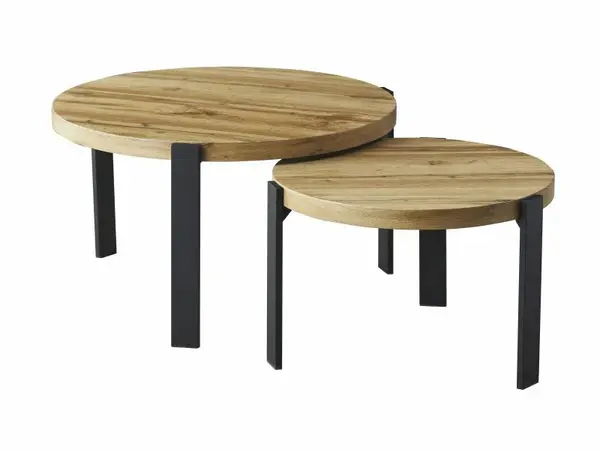 Set 2 masute de cafea POLCA Ø60/80 x 40/45 CM - Lemn