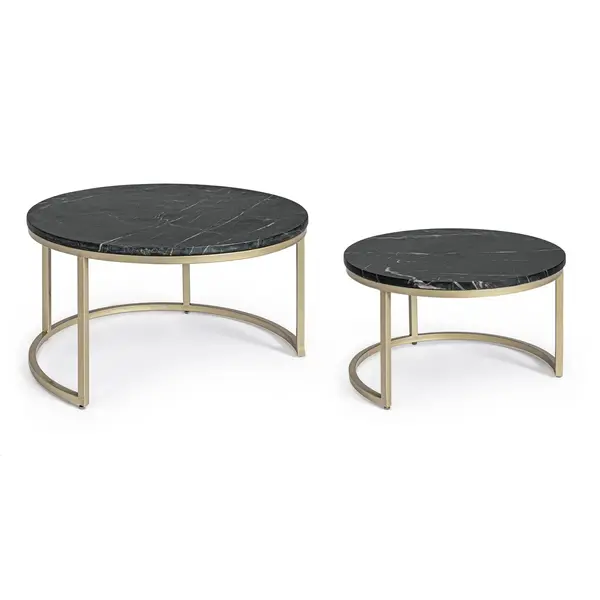 Set 2 masute de cafea PRESCOTT Ø60/75 x 35/41 CM - Negru