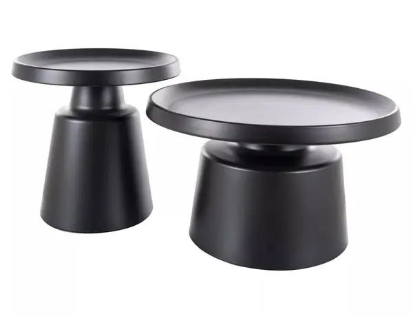 Set 2 masute de cafea Rodos negru mat ø50/ø70