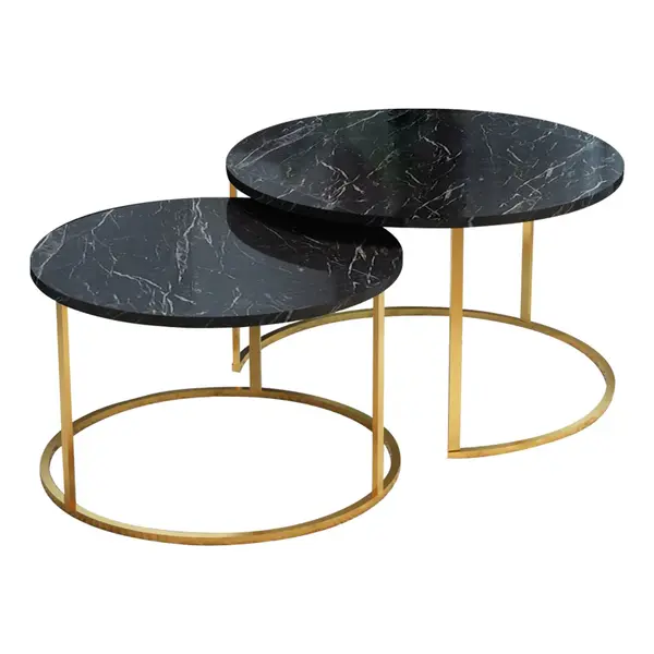 Set 2 masute de cafea Solme, Negru, 75x75x45 cm