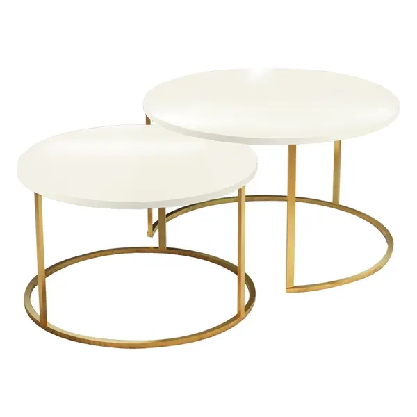 Set 2 masute de cafea Solme Pako World Bej 75x75x45 cm