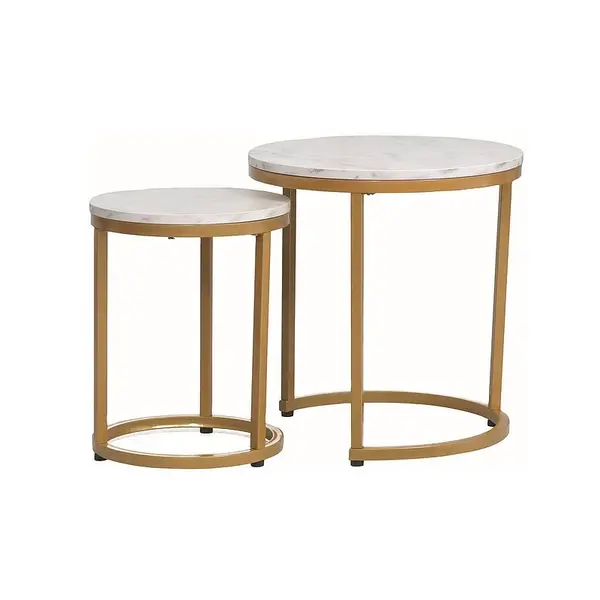 Set 2 masute de cafea VALENCIA GOLD Ø45/32 CM - Alb