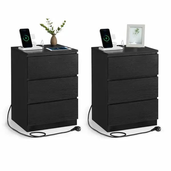 Set 2 noptiere Negru Vasagle 40x35x59 cm