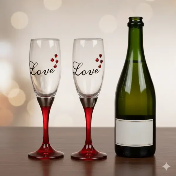 Set 2 Pahare sampanie Elegante , Love