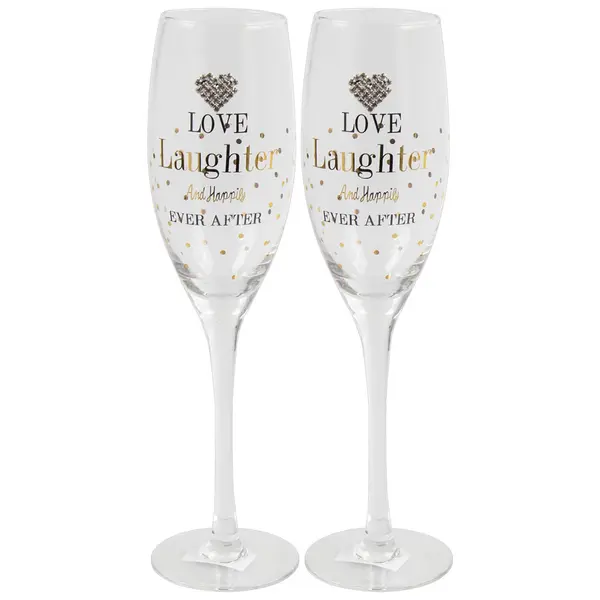 Set 2 pahare sampanie - Mad Dots - Love Laughter | Lesser & Pavey