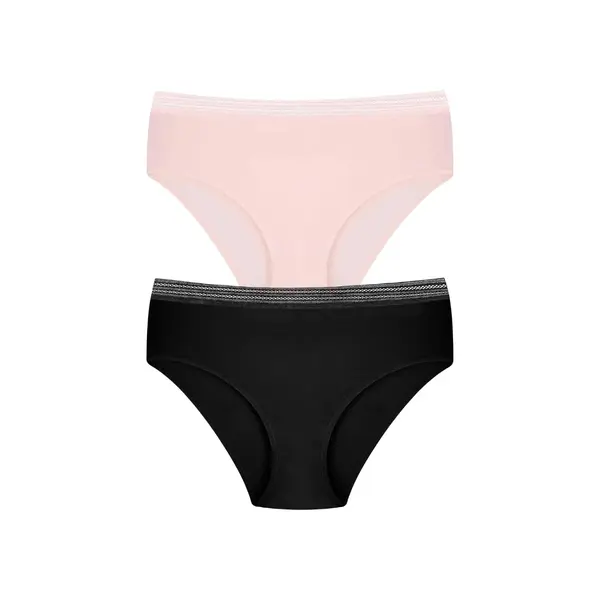 Set 2 perechi de chiloti din bumbac, pentru dama, 20250, Negru/Roz