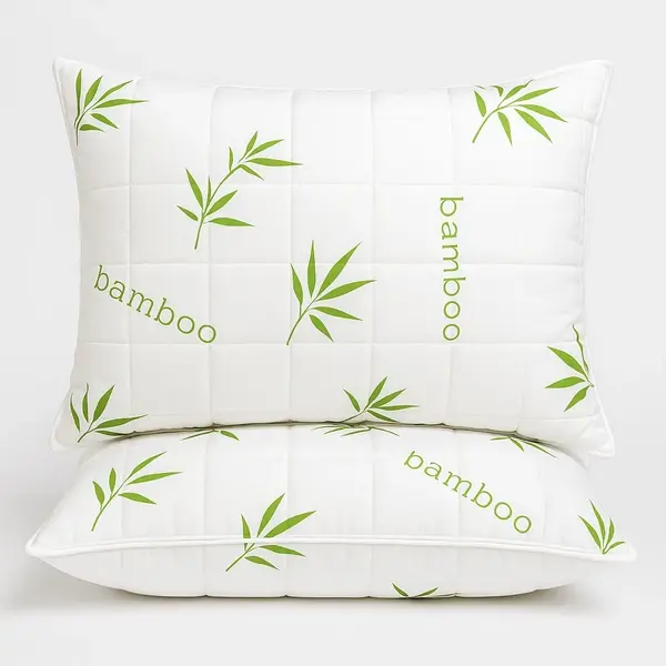 Set 2 perne BAMBOO matlasate, 50x70 cm Alb-Verde, Fabricata in Romania