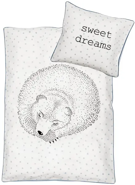 Set 2 piese cearsafuri de pat pentru bebelusi Bloomingville - Ursul care doarme, alb
