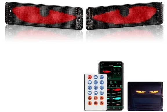Set 2 piese Ecran Publicitar Flexibil 60×12 cm cu USB Ochi de diavol BT Ecran Colorat pentru Fereastra si Usa.