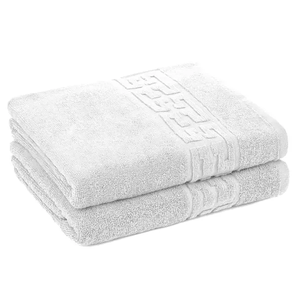 Set 2 Prosoape 70x130 cm, Greek, Bumbac 100%, 550g/m², Alb
