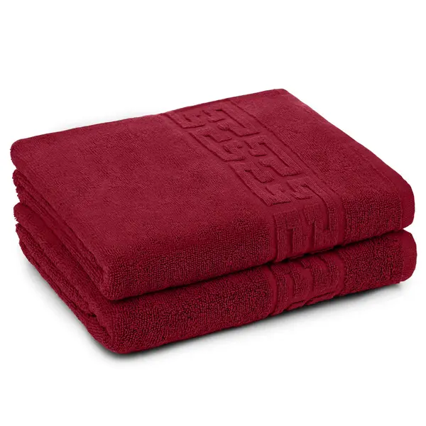 Set 2 Prosoape 70x130 cm, Greek, Bumbac 100%, 550g/m², Visiniu