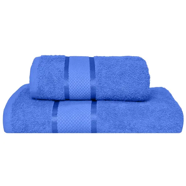 Set 2 Prosoape Baie, Bumbac 100%, 400g/m², Linii, Albastru