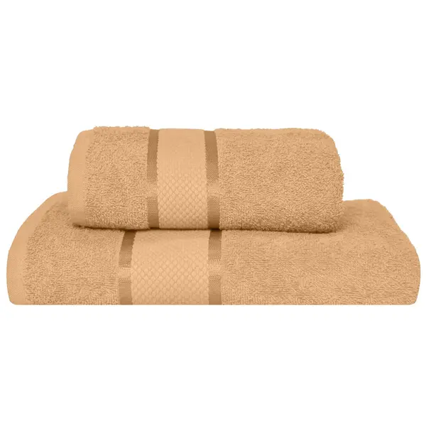 Set 2 Prosoape Baie, Bumbac 100%, 400g/m², Linii, Bej