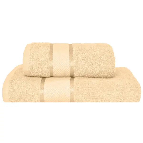 Set 2 Prosoape Baie, Bumbac 100%, 400g/m², Linii, Crem