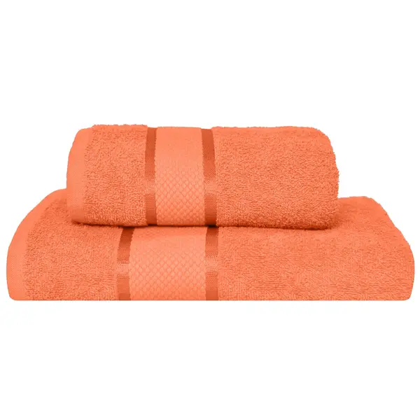 Set 2 Prosoape Baie, Bumbac 100%, 400g/m²,Linii, Portocaliu
