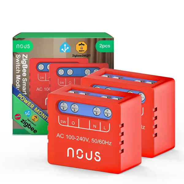 set 2 relee smart nous b5z zigbee,1 canal, monitorizare consum, control aplicatie, compatibil alexa google assistan, protectie s