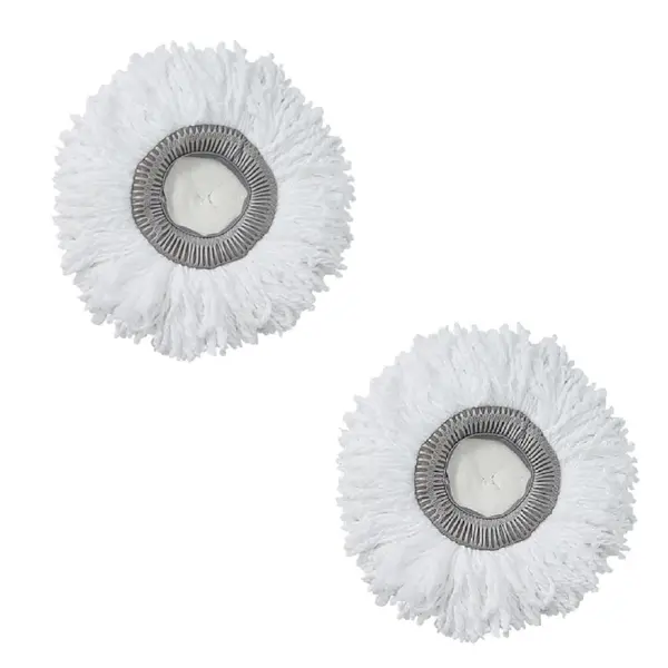 Set 2 rezerve mop rotunde PAA-home®, culoare alb, cu prindere tip manson pentru capul rotativ cu diametrul de 16 cm diametrul exterior 32 cm