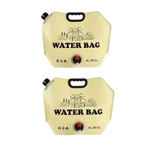Set 2 saci de apa pliabili 8L, pentru camping si calatorii, bej