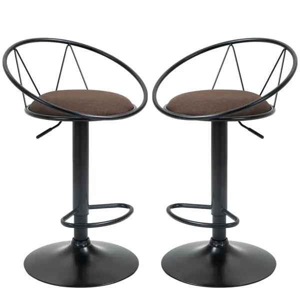 Set 2 scaune bar cu rotire de 360 de grade si suport pentru picioare 51x46x78-100cm HOMCOM | Aosom Romania