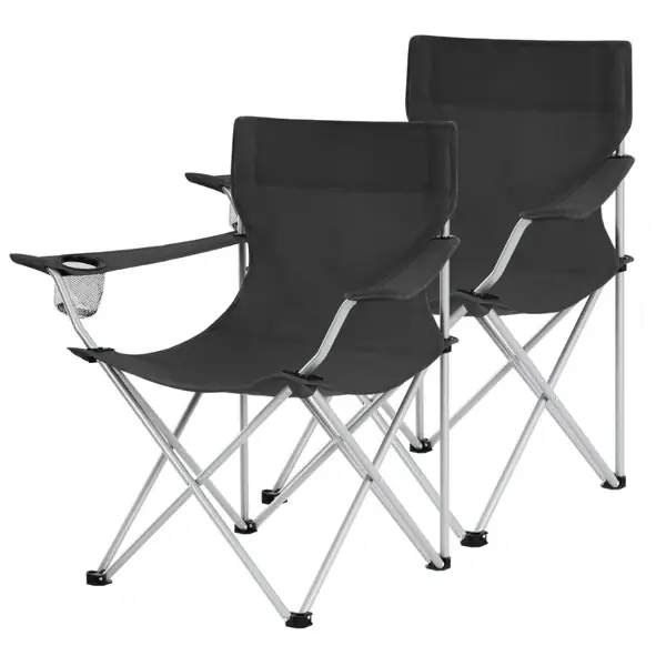 Set 2 scaune camping pliabile cu suport pahar si husa de transport, pentru camping, plaja, pescuit sau gradina, 50 x 50 x 80 cm