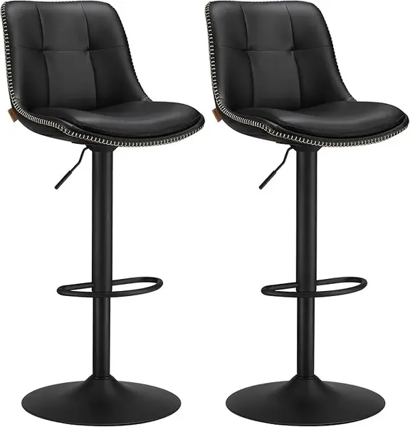 Set 2 scaune de bar reglabile Songmics Negru 38x44.5x115 cm
