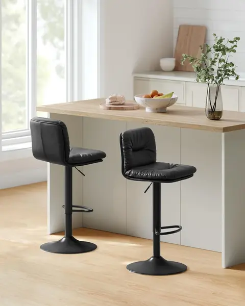 Set 2 scaune de bar, Vasagle, Negru, 41×47×（89-110） cm