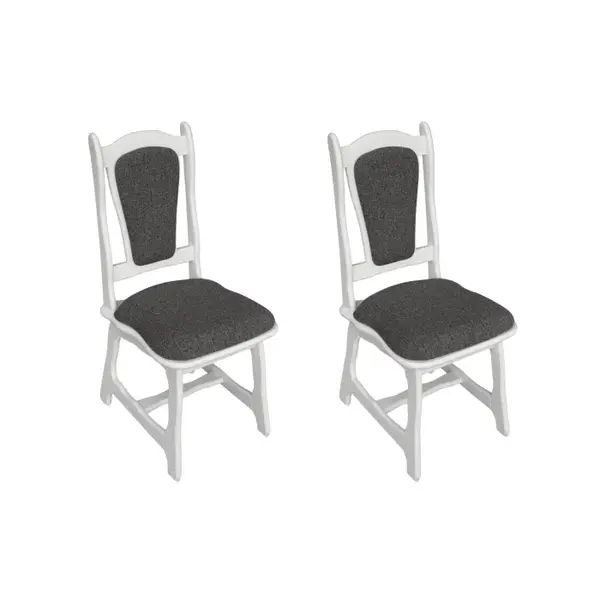 Set 2 scaune IZA, cadru alb + stofa gri, 45x45x95 cm
