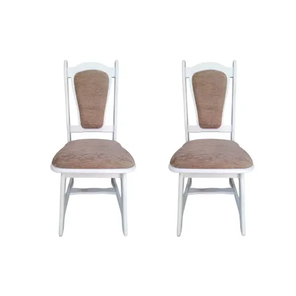 Set 2 scaune IZA, cadru alb + stofa maro, 45x45x95 cm