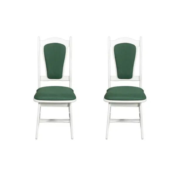 Set 2 scaune IZA, cadru alb + stofa verde, 45x45x95 cm
