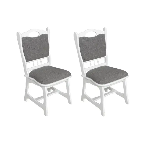 Set 2 scaune living FLANDER, cadru alb + stofa gri inchis, 50x48x95 cm