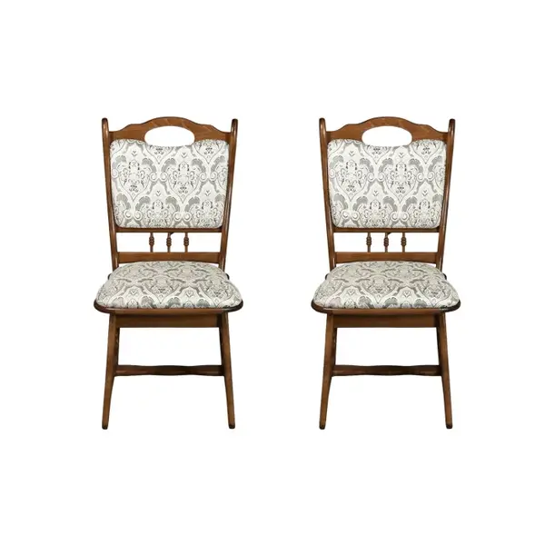 Set 2 scaune living FLANDER, cadru nuc + stofa print 02, 50x48x95 cm