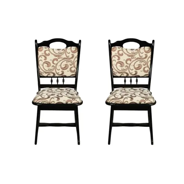 Set 2 scaune living FLANDER, cadru wenge + stofa print 05, 50x48x95 cm