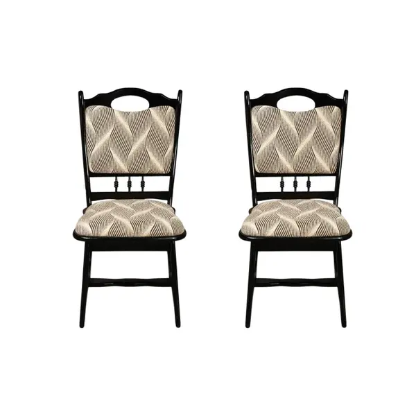 Set 2 scaune living FLANDER, cadru wenge + stofa print 07, 50x48x95 cm