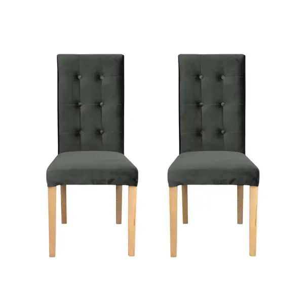 Set 2 scaune living TEO LUX, picioare lemn natur, stofa gri inchis, 46x60x98 cm