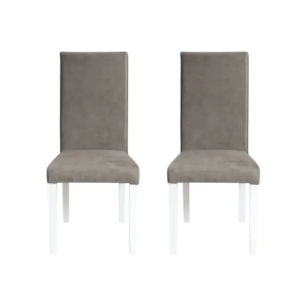 Set 2 scaune living TEO, picioare lemn alb, stofa z cappuccino, 46x60x98 cm