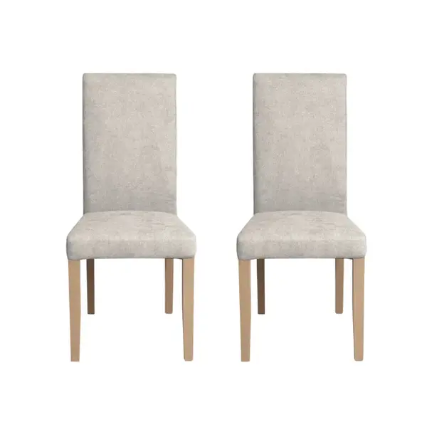 Set 2 scaune living TEO, picioare lemn natur, stofa crem, 46x60x98 cm