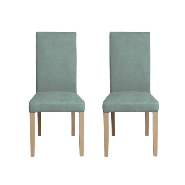Set 2 scaune living TEO, picioare lemn natur, stofa mint, 46x60x98 cm
