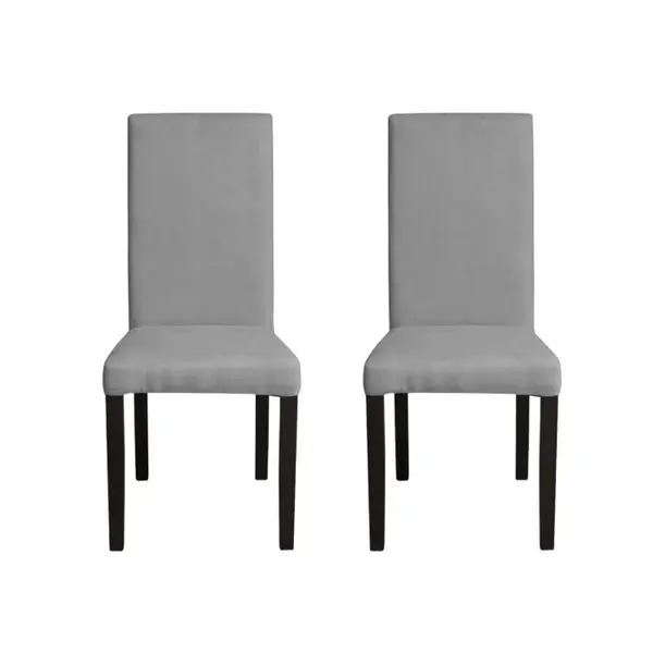 Set 2 scaune living TEO, picioare lemn wenge, stofa gri deschis, 46x60x98 cm