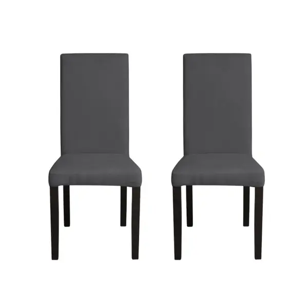 Set 2 scaune living TEO, picioare lemn wenge, stofa gri inchis, 46x60x98 cm