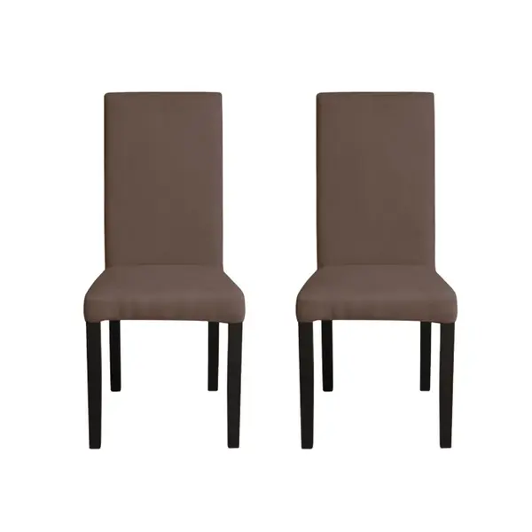 Set 2 scaune living TEO, picioare lemn wenge, stofa maro, 46x60x98 cm