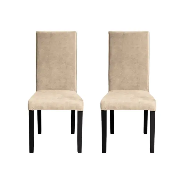 Set 2 scaune living TEO, picioare lemn wenge, stofa z bej, 46x60x98 cm