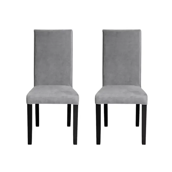 Set 2 scaune living TEO, picioare lemn wenge, stofa z gri deschis, 46x60x98 cm