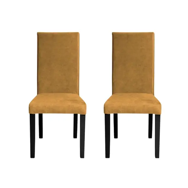 Set 2 scaune living TEO, picioare lemn wenge, stofa z mustar, 46x60x98 cm