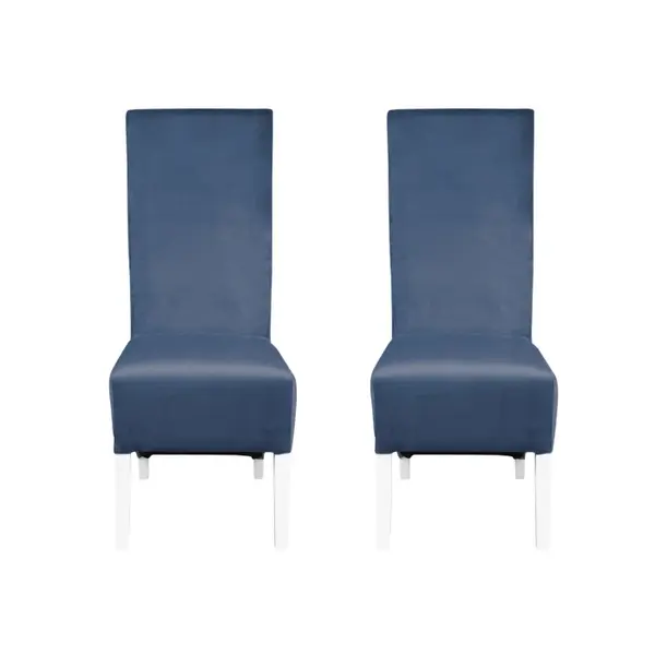 Set 2 scaune living VANESSA, picioare lemn alb, stofa albastru deschis, 47x60x110 cm