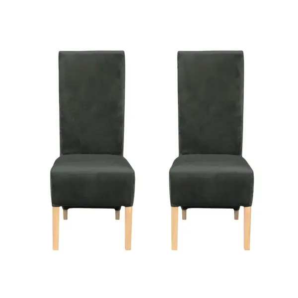 Set 2 scaune living VANESSA, picioare lemn natur, stofa gri inchis, 47x60x110 cm