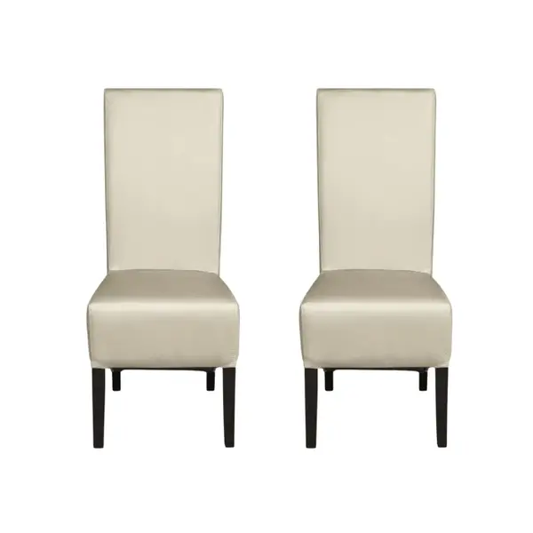 Set 2 scaune living VANESSA, picioare lemn wenge, piele ecologica crem, 47x60x110 cm